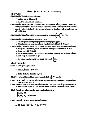 Đề ôn tập học kỳ 1 - Lớp 11 - Năm học 2015 - 2016